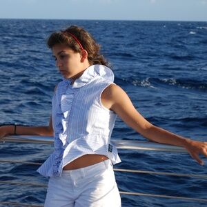 Ralph Lauren Girls Ruffle Front Sleeveless Blouse